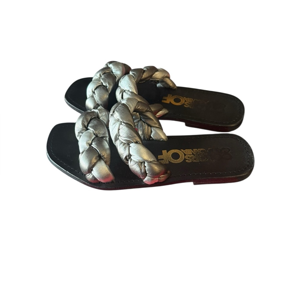 COLORS OF CALIFORNIA Braided silver and black leather Sandal 8.5